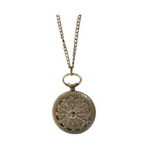 Long chained bronze pocket watch necklace